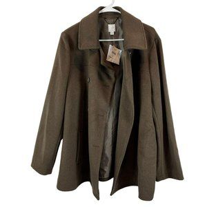 NWT J. Jill Peat Double Breasted Coat Winter Jacket Lined Wool Blend XL Beige
